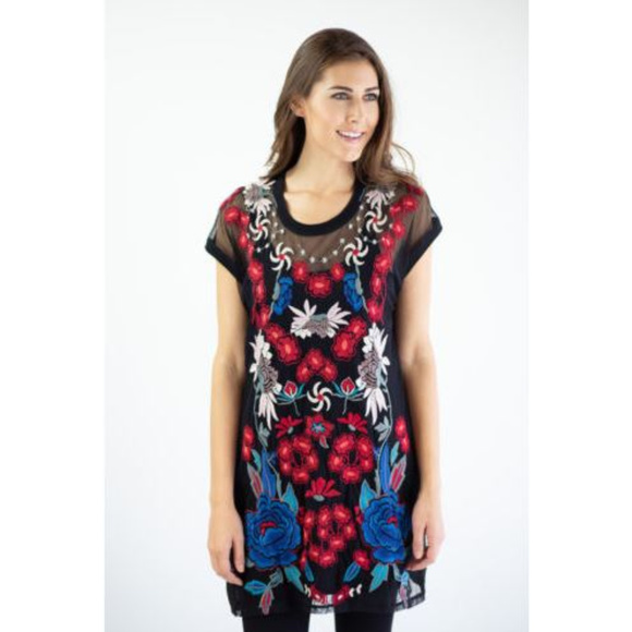 Johnny Was BIYA Black Teesha Tunic Dress NEW Med - Picture 2 of 6